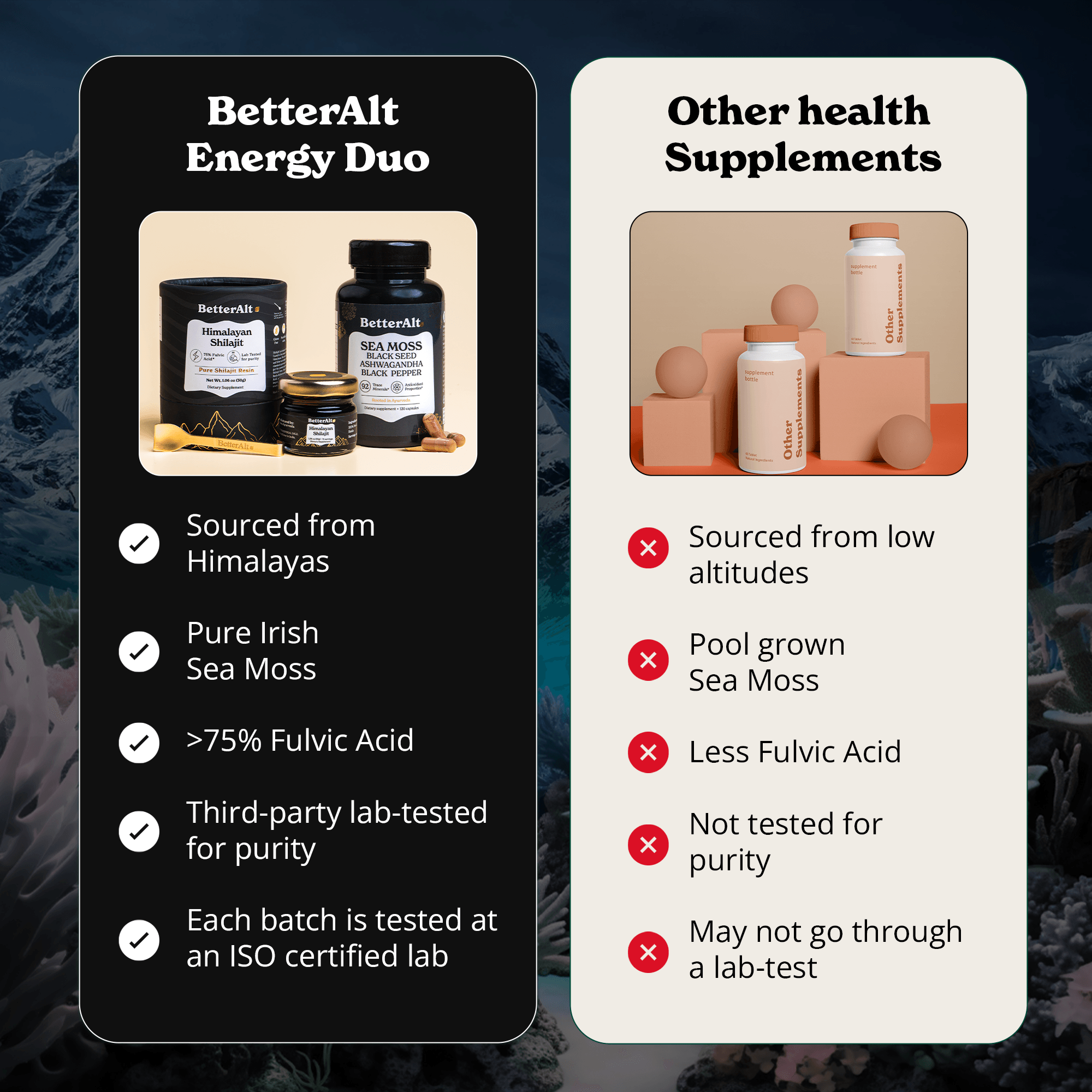 BetterAlt Ultimate Energy Duo | Shilajit Resin & Sea Moss Capsules