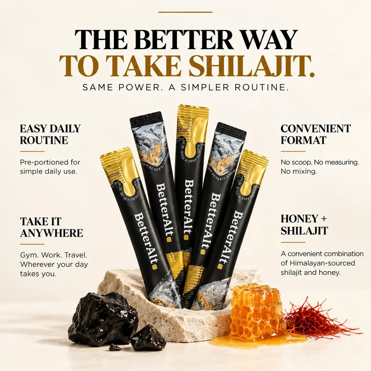 BetterAlt Shilajit Honey Sticks
